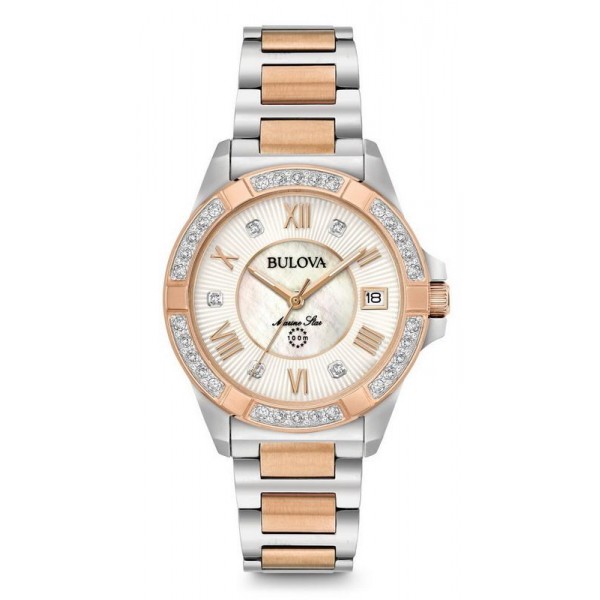 Buy Women's Bulova Watch Marine Star 98R234 Diamonds Mother of Pearl