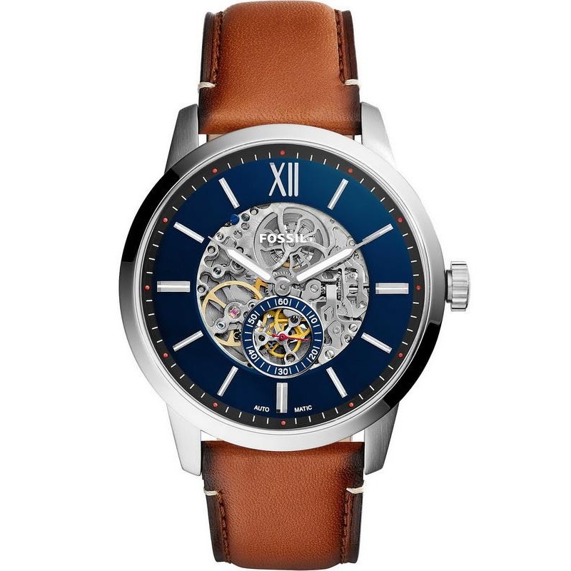 Fossil Watches Fossil Gents Automatic Skeleton Watch Size 45mm - Steel Rose  Gold Detail - Black Leather Strap - Watches from Gerry Browne Jewellers UK