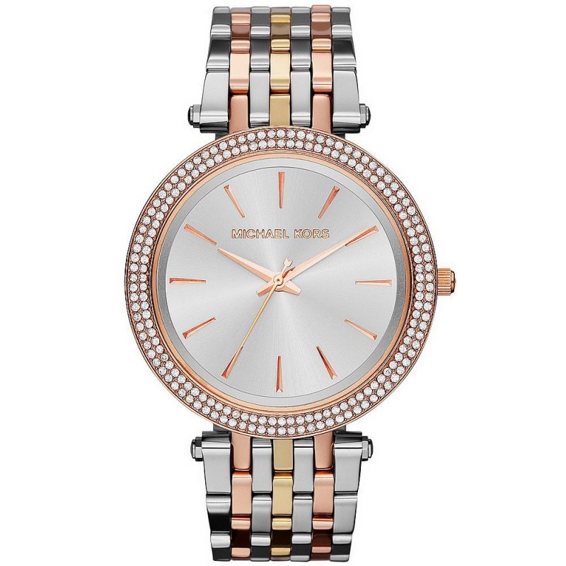 Michael Kors Womens Ritz Crystal Chronograph Date Bracelet Strap Watch  SilverGold MK6474 at John Lewis  Partners